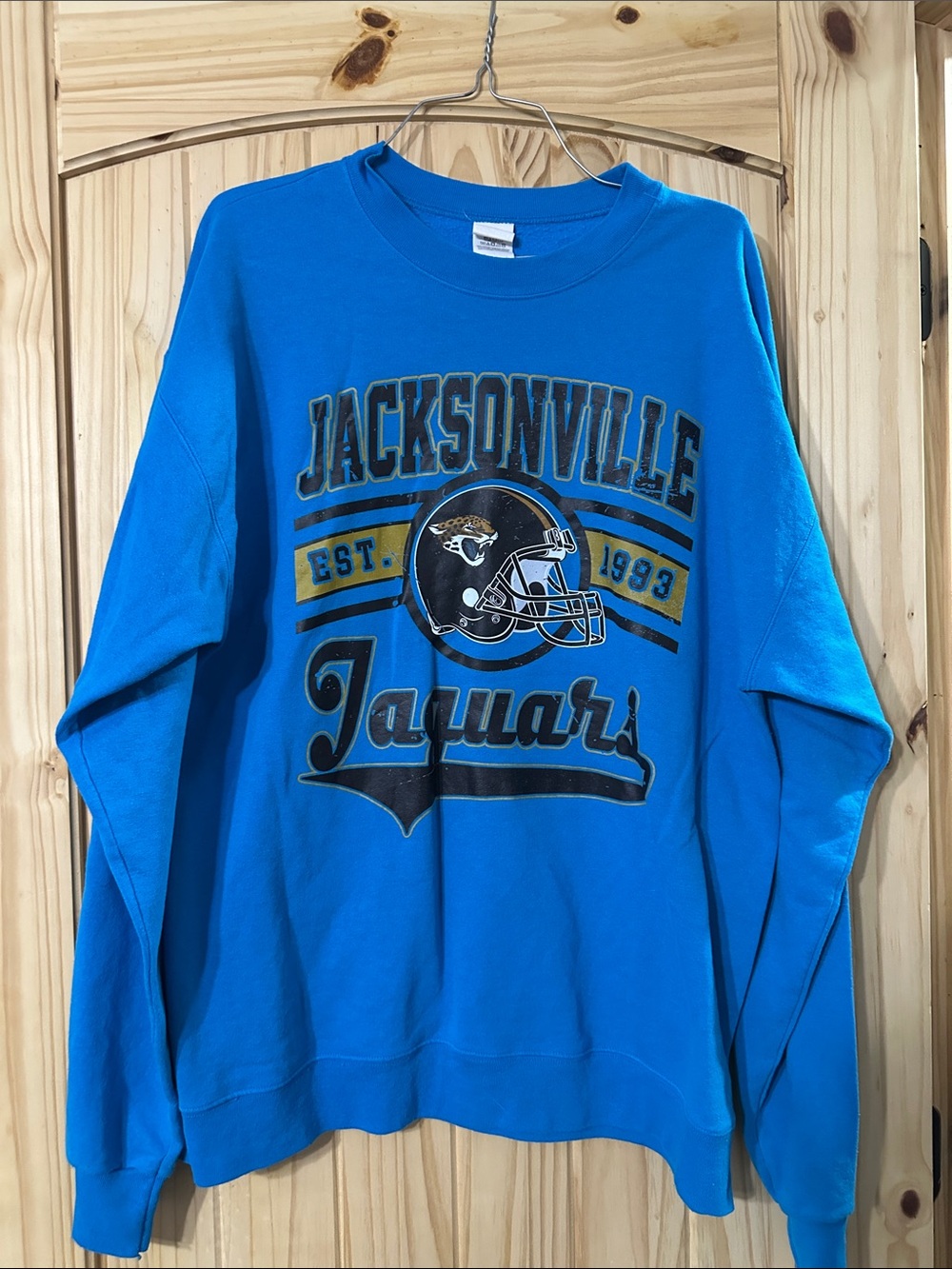 Hanes Bright Blue Jacksonville Jaguars Crewneck Sweatshirt